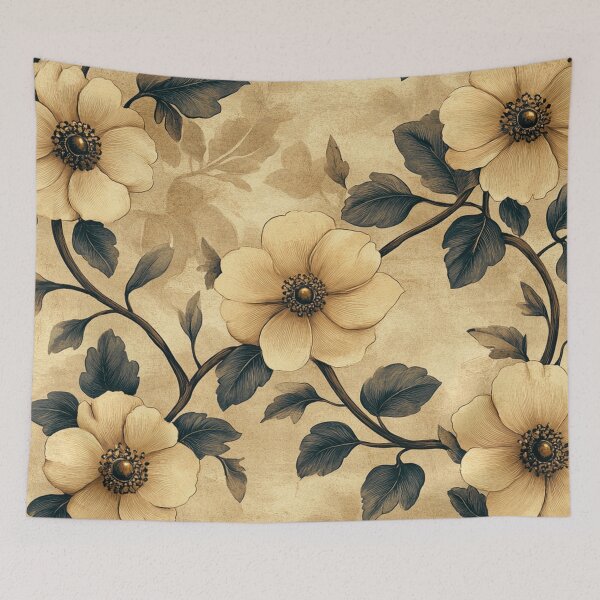 Item preview, Gilded Velvet: Antique Gold Floral on Deep Crimson Texture designed and sold by LiveLearnCreate.