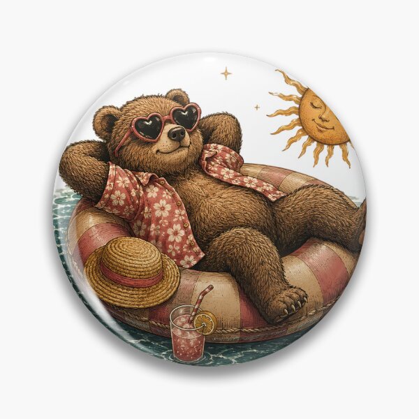 Item preview, Vintage Teddy Bear Floating Pool Summer Retro Sunshine Aesthetic designed and sold by BeataPrint.
