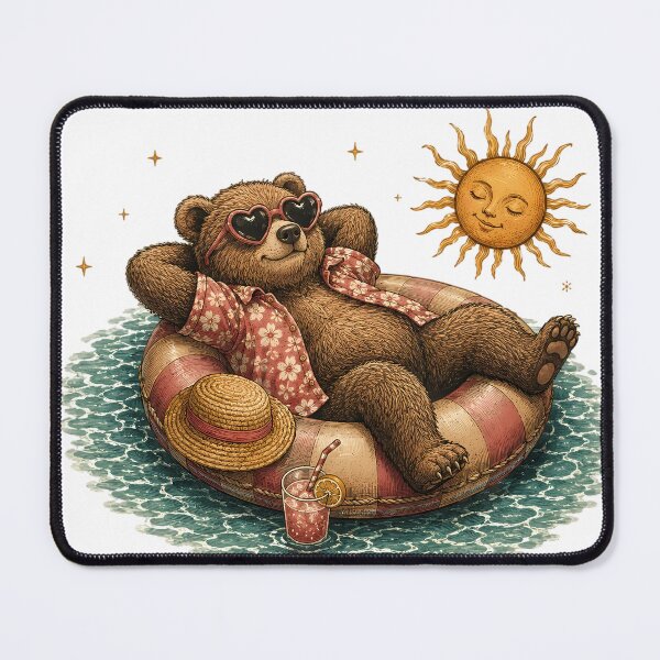 Item preview, Vintage Teddy Bear Floating Pool Summer Retro Sunshine Aesthetic designed and sold by BeataPrint.