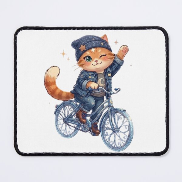 Item preview, Cute Kawaii Cat Riding Galaxy Bicycle designed and sold by Moody Vibes Studio.