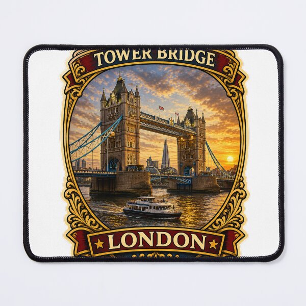 Item preview, Tower Bridge London Vintage Travel Badge Sticker | United Kingdom Landmark Souvenir designed and sold by DreamPaw Studio.