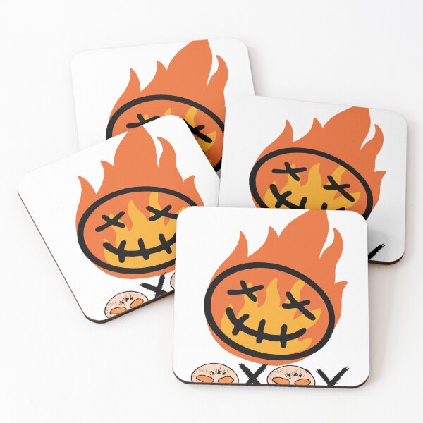 Item preview, Flaming Skull Smiley Horror designed and sold by GoldenLeyGood.