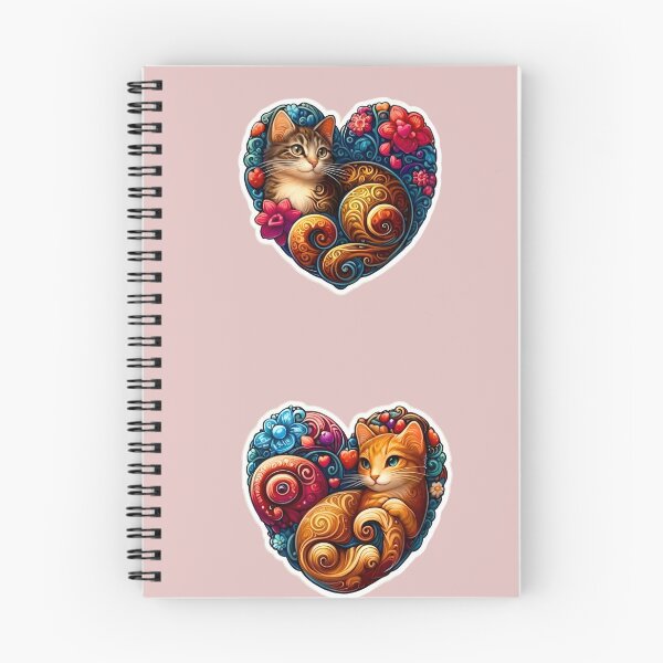 Item preview, Heart Framed Stylized Cats Colorful Spirals Expressive Eyes Floral Art designed and sold by Good Vibes .