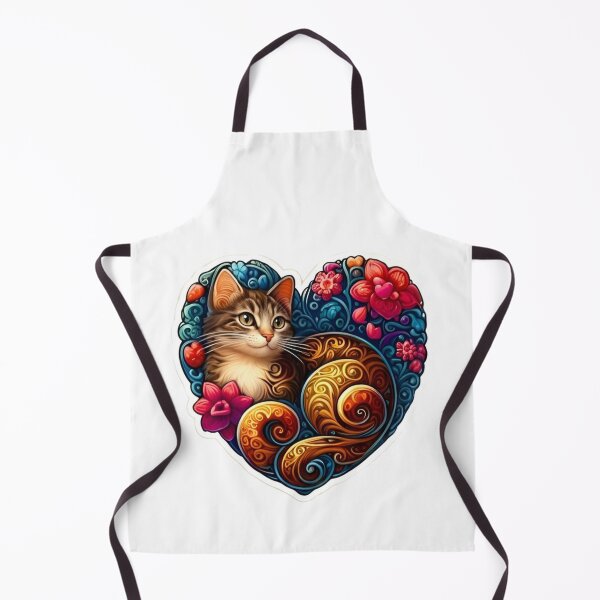 Item preview, Heart Framed Stylized Cats Colorful Spirals Expressive Eyes Floral Art designed and sold by Good Vibes .