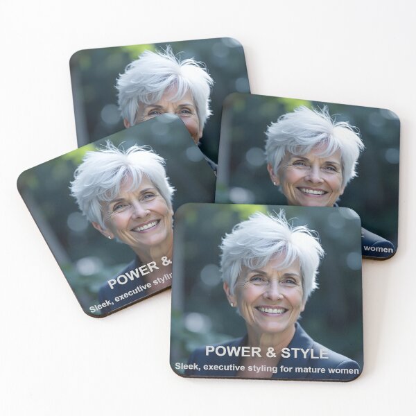Item preview, Slicked-Back Silver Hair: Executive Styling for Mature Women Promo designed and sold by Creative-RE.