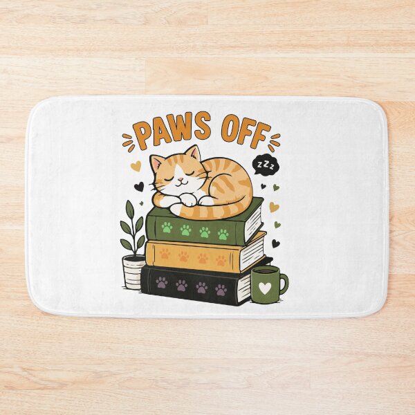 Item preview, Cute Cat Sleeping on Books Funny Paws Off Bookworm Graphic designed and sold by banglalook.