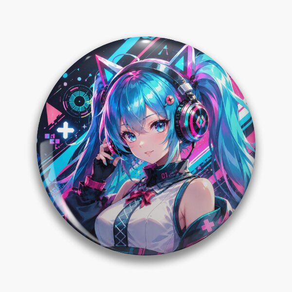 Item preview, Anime girl with blue hair and cyberpop music designed and sold by FusiTink.