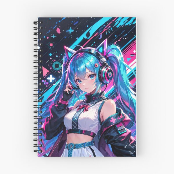 Item preview, Anime girl with blue hair and cyberpop music designed and sold by FusiTink.