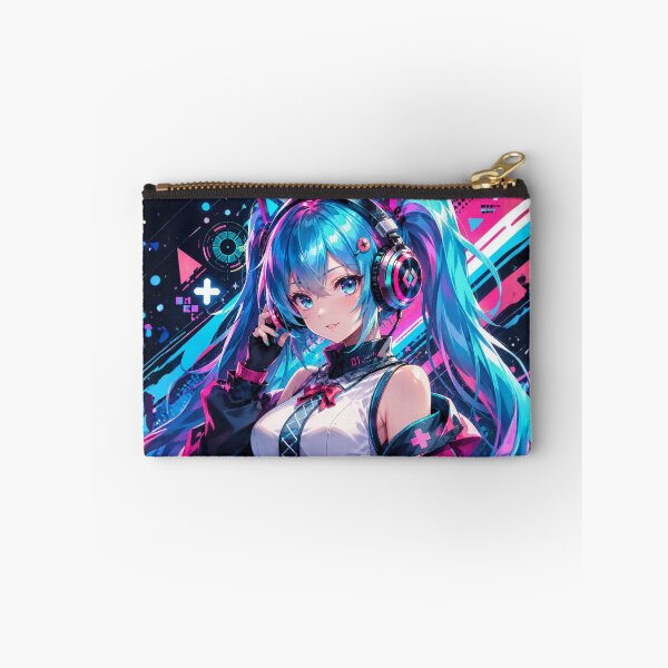 Item preview, Anime girl with blue hair and cyberpop music designed and sold by FusiTink.