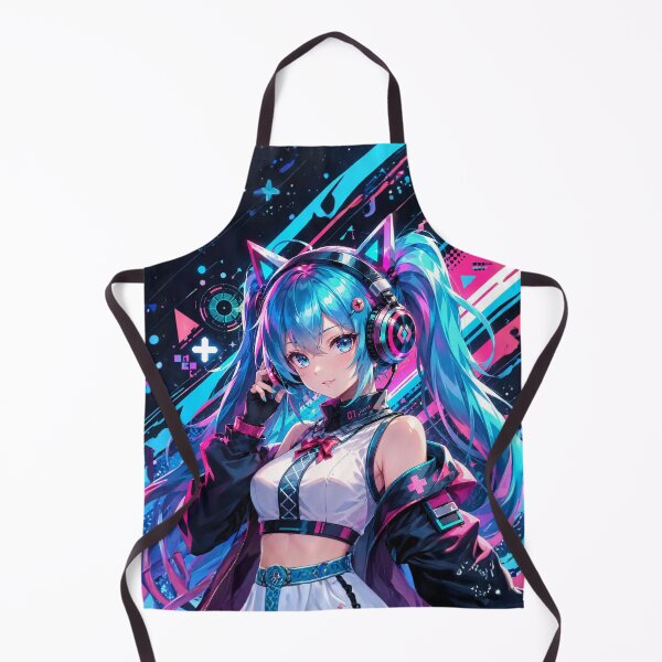 Item preview, Anime girl with blue hair and cyberpop music designed and sold by FusiTink.