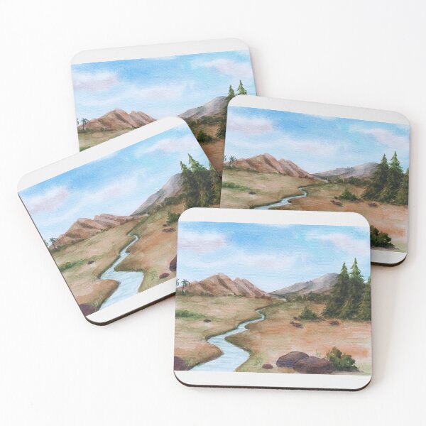 Item preview, Serene River Valley - Rustic Mountain Watercolor Landscape designed and sold by samahl_l.