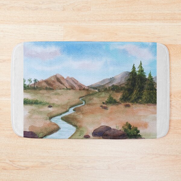 Item preview, Serene River Valley - Rustic Mountain Watercolor Landscape designed and sold by samahl_l.