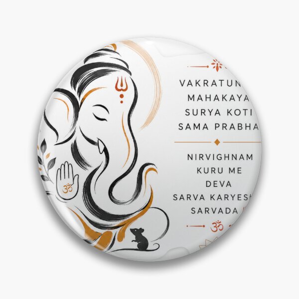 Item preview, Lord Ganesha Elegant Line Art & Mantra designed and sold by KreativeSpace.