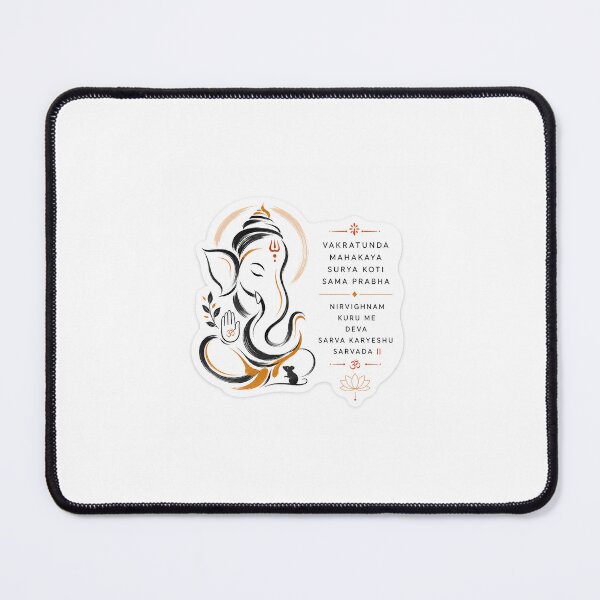 Item preview, Lord Ganesha Elegant Line Art & Mantra designed and sold by KreativeSpace.