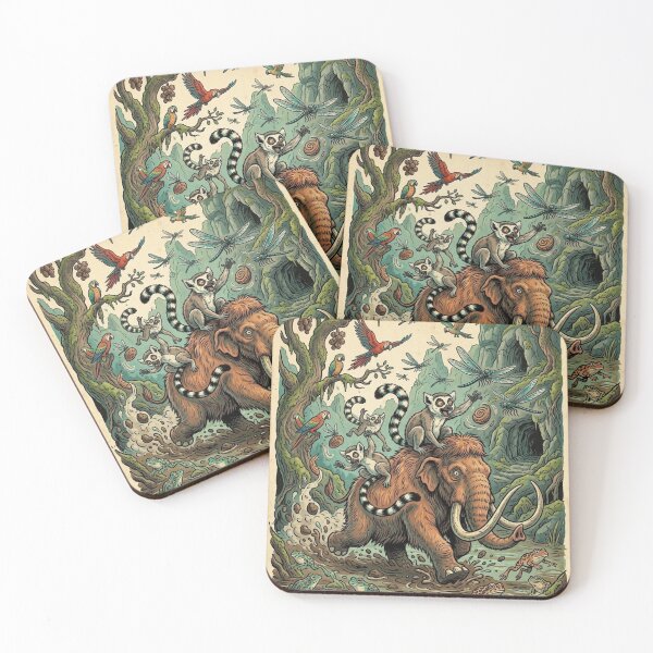 Item preview, Whimsical Woolly Mammoth Adventure - Cute Prehistoric Jungle & Lemurs Art designed and sold by tellefkvifte.