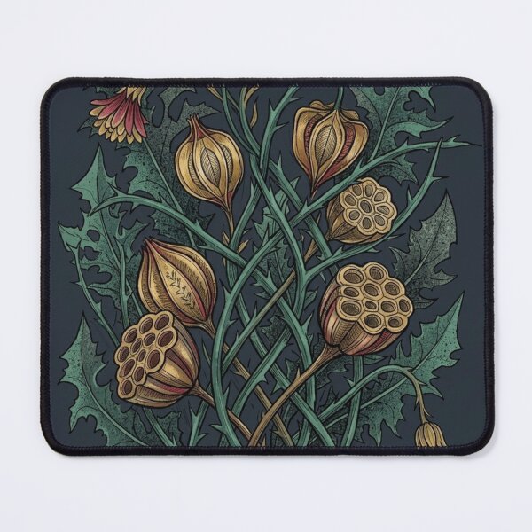 Item preview, Vintage Gothic Botanical Illustration - Dried Lotus Pods & Thistles designed and sold by tellefkvifte.