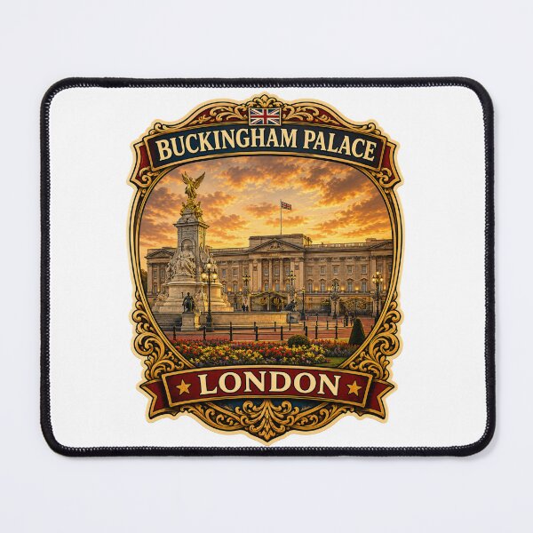 Item preview, Buckingham Palace London Vintage Travel Badge Sticker | United Kingdom Landmark Souvenir designed and sold by DreamPaw Studio.