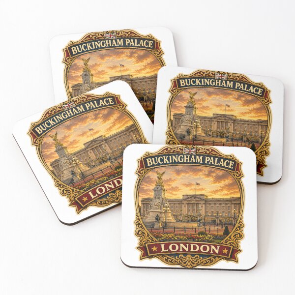 Item preview, Buckingham Palace London Vintage Travel Badge Sticker | United Kingdom Landmark Souvenir designed and sold by DreamPaw Studio.