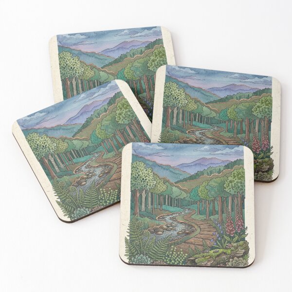 Aperçu de l'œuvre Cozy Forest Path & Starry Night - Whimsical Cottagecore Watercolor Art créée et vendue par tellefkvifte.
