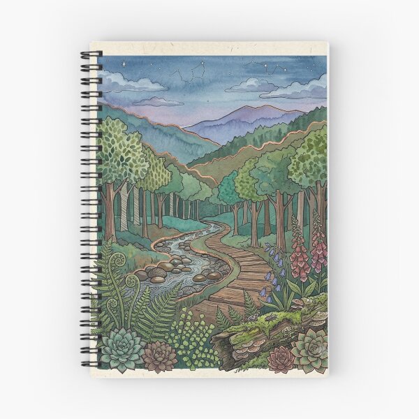Item preview, Cozy Forest Path & Starry Night - Whimsical Cottagecore Watercolor Art designed and sold by tellefkvifte.