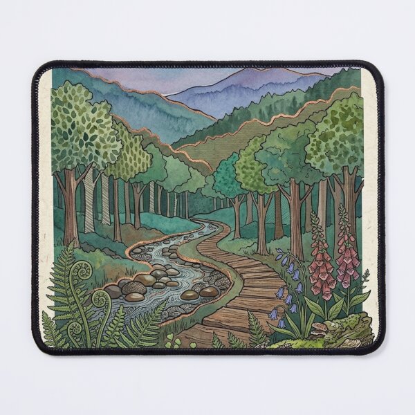 Item preview, Cozy Forest Path & Starry Night - Whimsical Cottagecore Watercolor Art designed and sold by tellefkvifte.