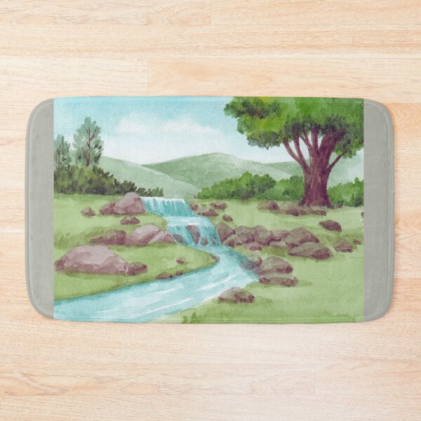 Item preview, Serene River Valley - Rustic Mountain Watercolor Landscape designed and sold by samahl_l.