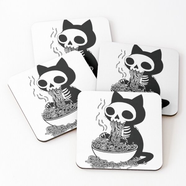 Item preview, Skeleton Cat Eating Ramen Bowl designed and sold by Moody Vibes Studio.