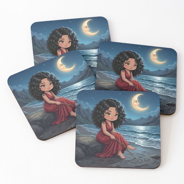 Item preview, Magical girl under the moon at sea designed and sold by Azurart2.