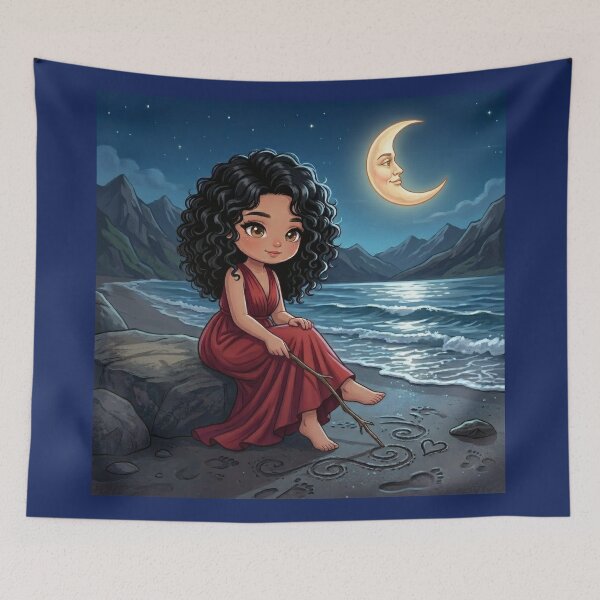 Item preview, Magical girl under the moon at sea designed and sold by Azurart2.