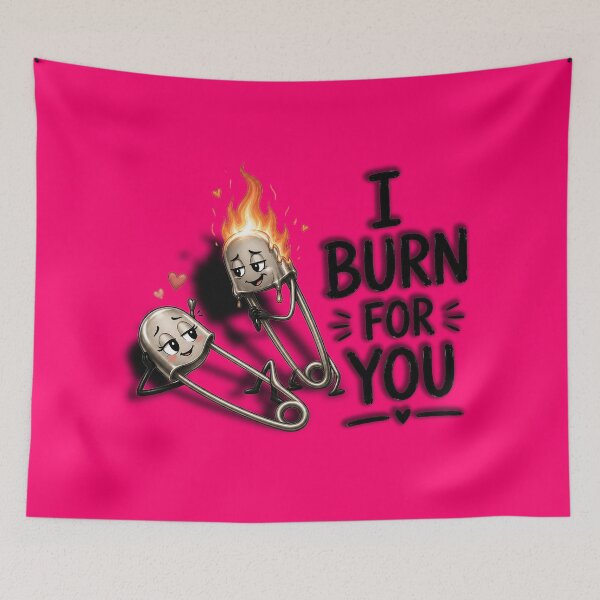 Item preview, I Burn for You – Cute Match and Safety Pin Love Illustration designed and sold by mikemuchu.