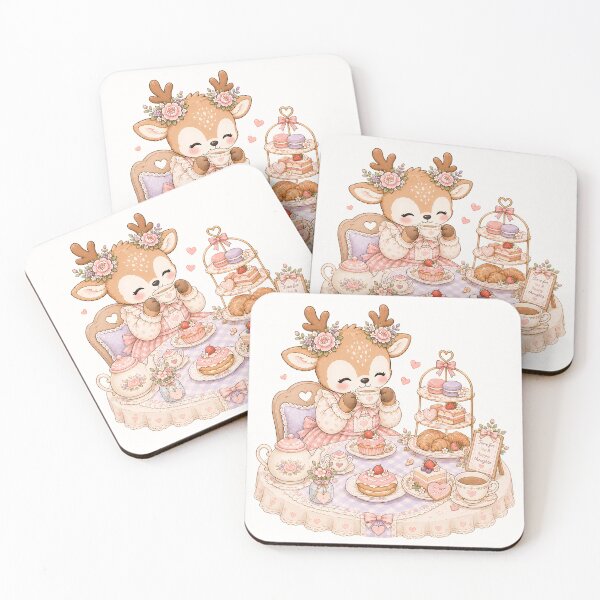 Item preview, Cute Tea Party Reindeer | Kawaii Cottagecore Deer Enjoying Afternoon Tea designed and sold by looplandger.