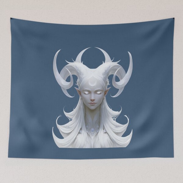 Item preview, Moon Goddess Ram Horn Fantasy Portrait designed and sold by MythicMood.