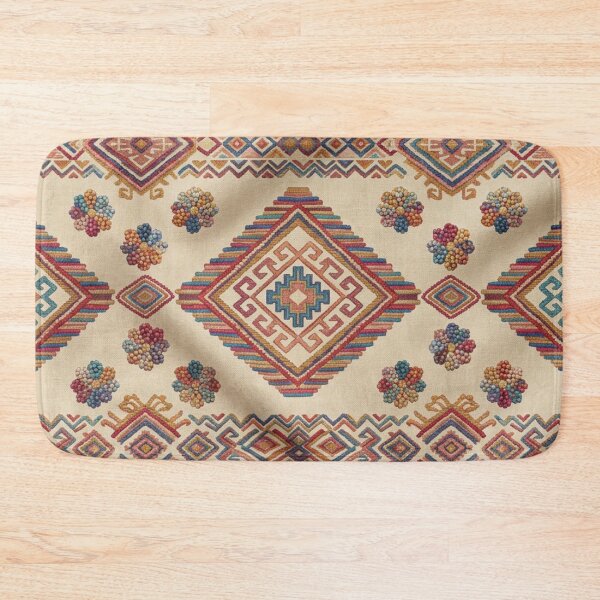 Item preview, Native Style Tribal Kilim Pattern - Geometric Ethnic Fabric Print - Boho Southwestern Seamless Design - Sand Turquoise Festival Fashion - Ethnic Pattern Gift designed and sold by WitchyBotanicaArt.