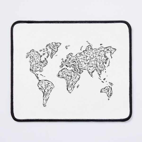 Item preview, World Map Handdrawn Ink Line Drawing designed and sold by SWSandraWechner.