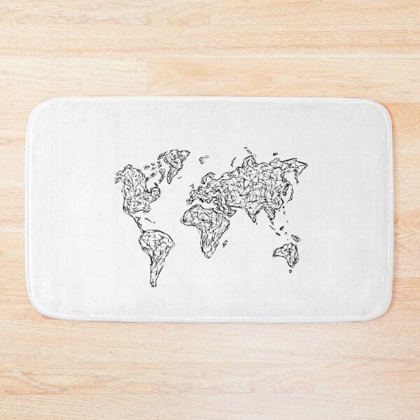 Item preview, World Map Handdrawn Ink Line Drawing designed and sold by SWSandraWechner.