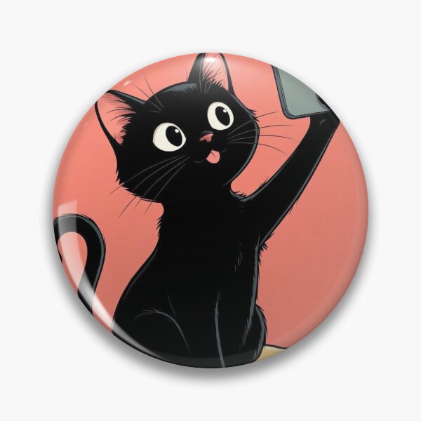 Item preview, Black Cat Taking Selfie Cute Cartoon Kitten designed and sold by     Pink Chaos Club.