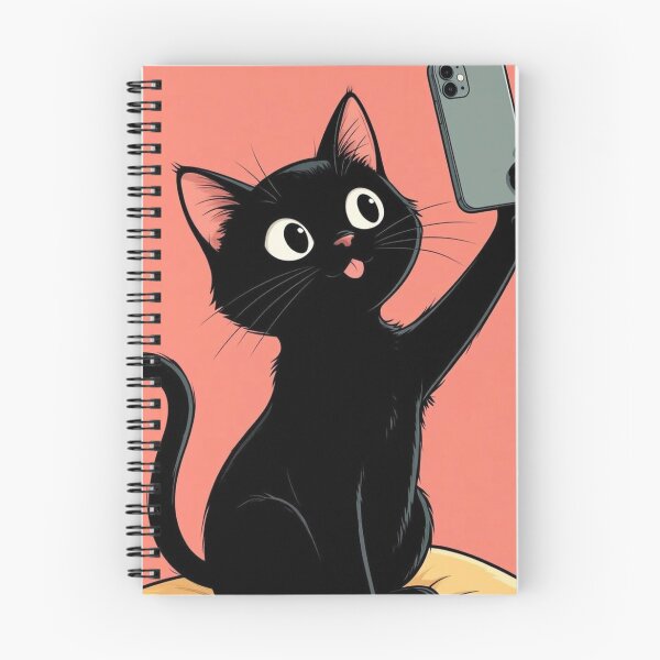 Item preview, Black Cat Taking Selfie Cute Cartoon Kitten designed and sold by     Pink Chaos Club.