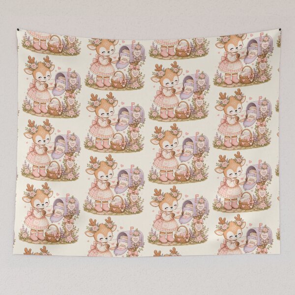 Item preview, Happy Mail Reindeer | Cute Cottagecore Deer Sending Love Letters Kawaii Mailbox Art designed and sold by looplandger.