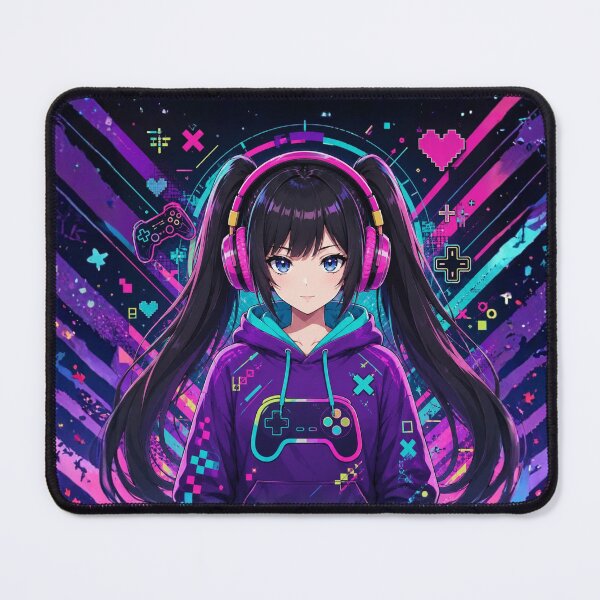 Item preview, Anime gamer girl in a purple hoodie designed and sold by FusiTink.