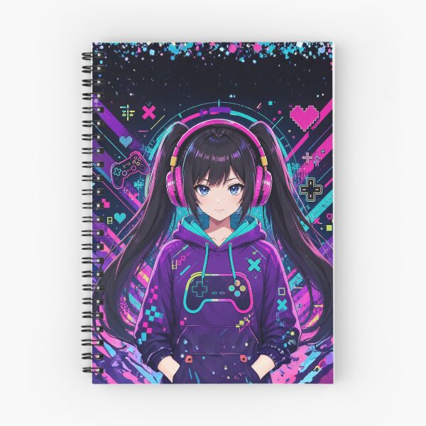 Item preview, Anime gamer girl in a purple hoodie designed and sold by FusiTink.