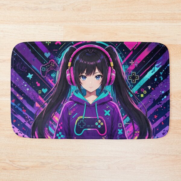Item preview, Anime gamer girl in a purple hoodie designed and sold by FusiTink.