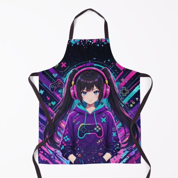 Item preview, Anime gamer girl in a purple hoodie designed and sold by FusiTink.
