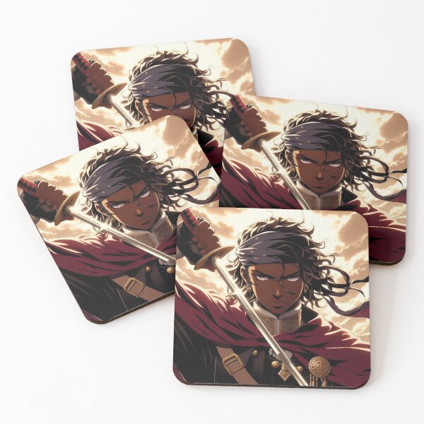 Item preview, Dark-skinned Samurai warrior Anime Art Anime designed and sold by RisingSunStyle.