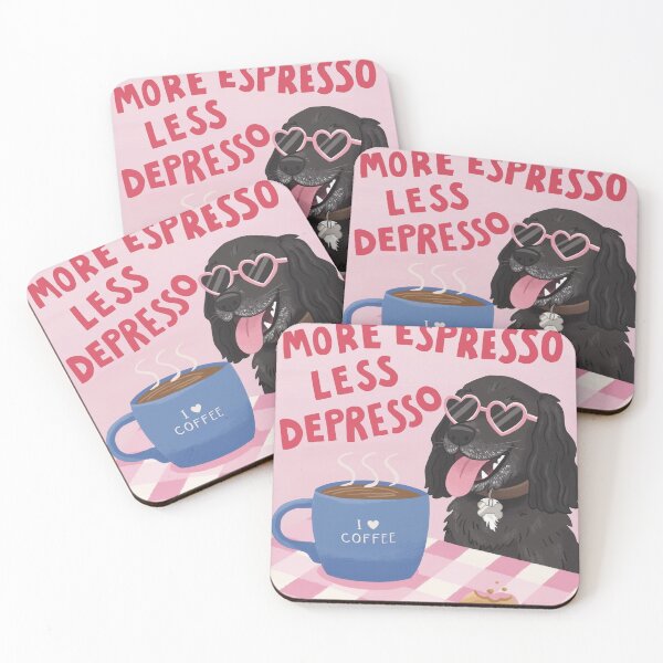 Item preview, More Espresso Less Depresso Funny Dog Coffee designed and sold by     Pink Chaos Club.