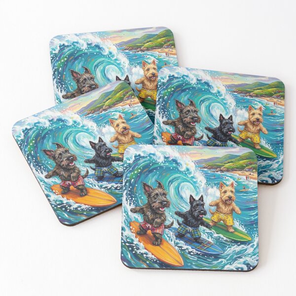 Item preview, 3 Scotties Surfing a Wave designed and sold by LightPaintress.