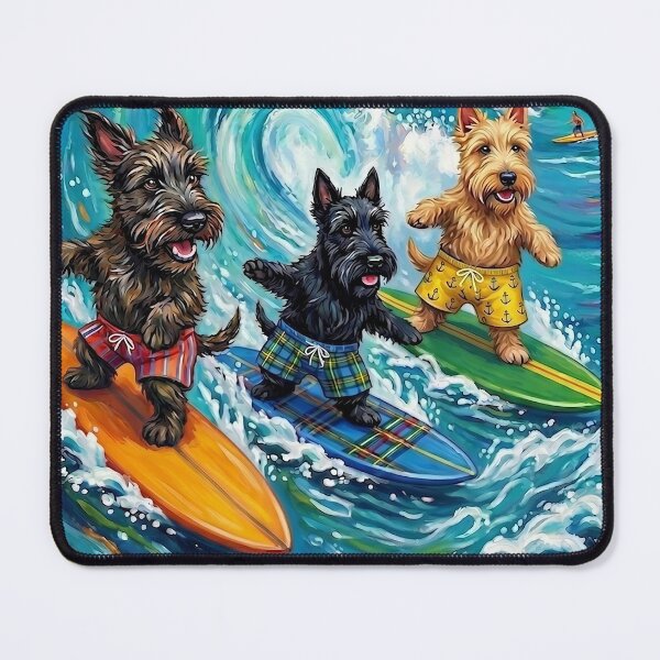Item preview, 3 Scotties Surfing a Wave designed and sold by LightPaintress.