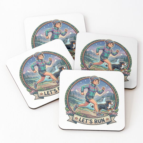 Item preview, Let's Run Hiking Girl with Dog Sticker designed and sold by venus-st.