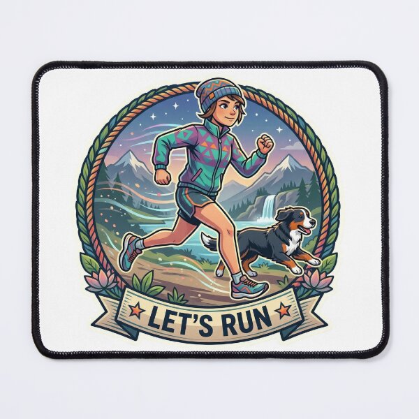 Item preview, Let's Run Hiking Girl with Dog Sticker designed and sold by venus-st.