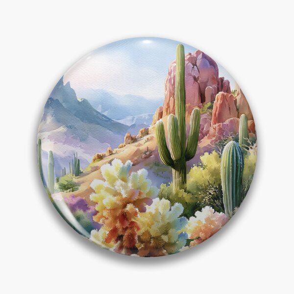 Item preview, Blooming Cactus Watercolor Art | Southwestern Desert Landscape designed and sold by MargaretWiktor.