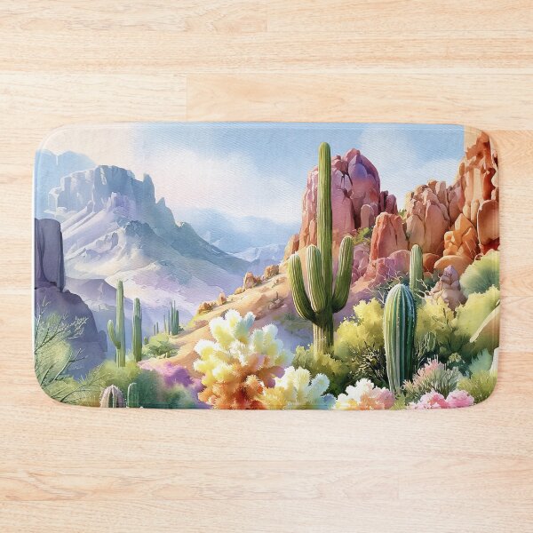 Item preview, Blooming Cactus Watercolor Art | Southwestern Desert Landscape designed and sold by MargaretWiktor.